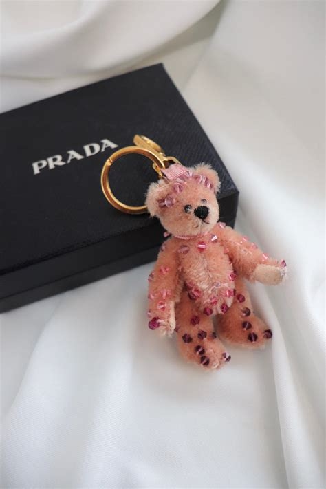 prada bear keychain sale|Prada leather keychain.